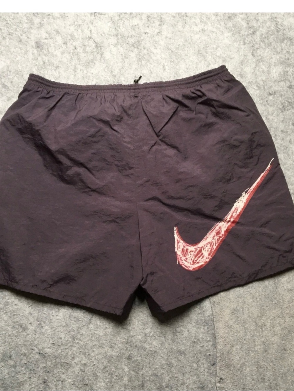 Nike Men's Dark Charcoal Athletic Shorts with Red Swoosh Accent
